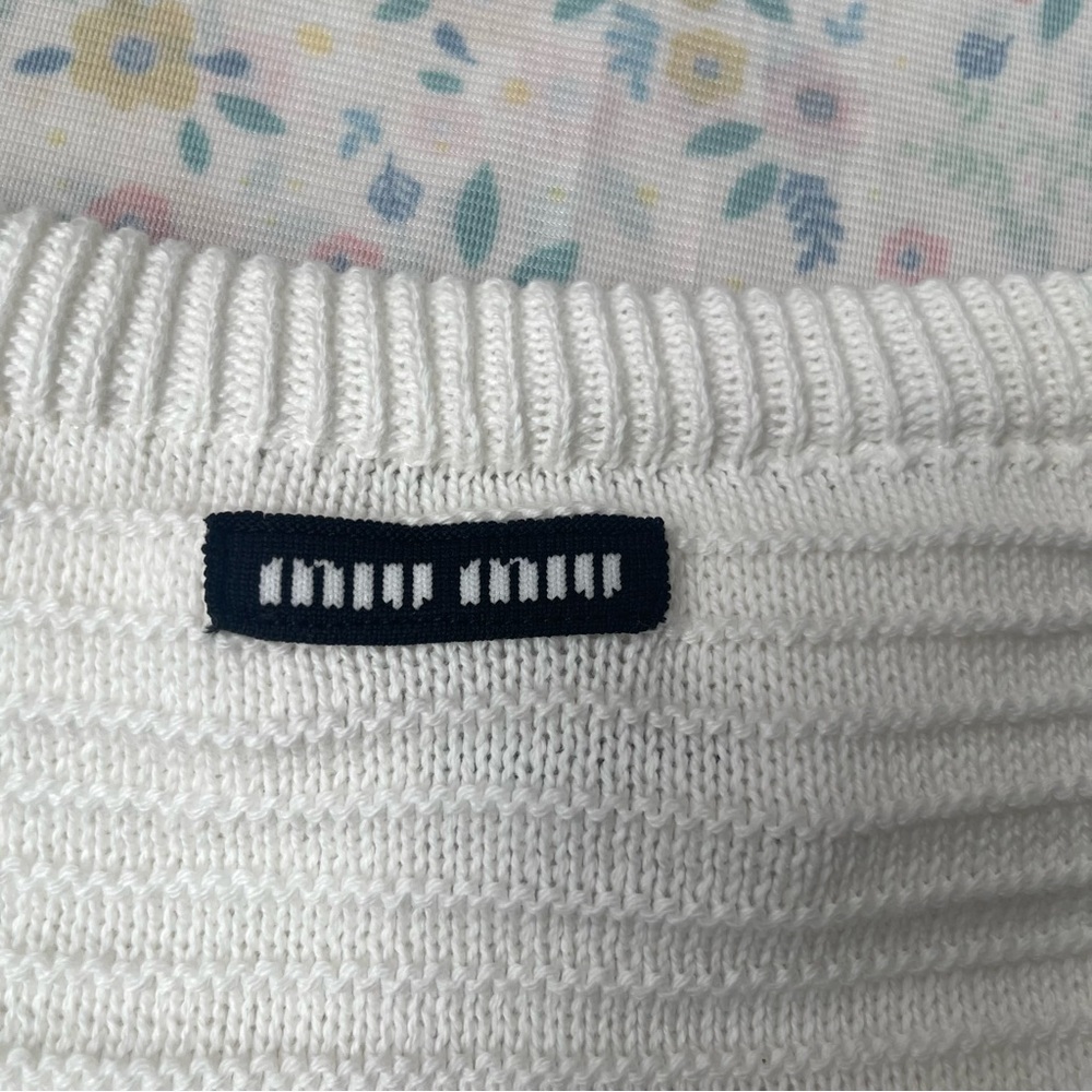 Miu Miu White Strapless Crochet Knit Dress - Picture 3 of 9